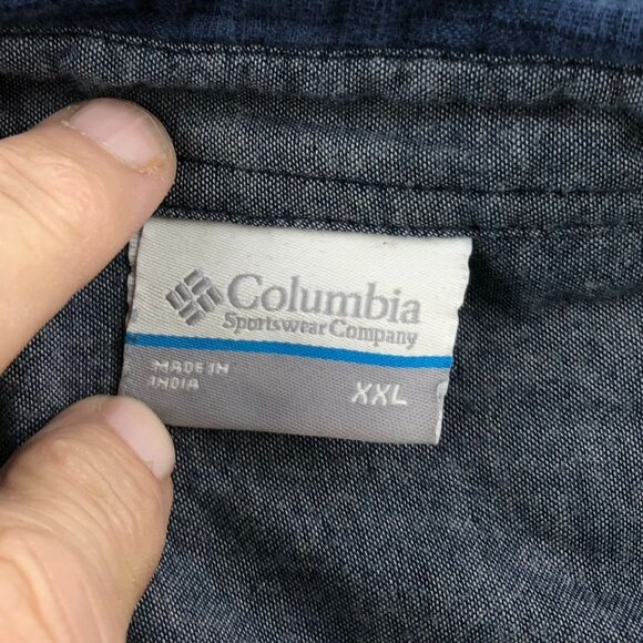 Columbia Mens Shirt Size XXL Long Sleeve Button Up Plaid Flannel Casual Blue - Picture 6 of 15